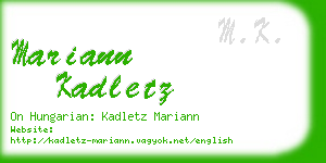 mariann kadletz business card